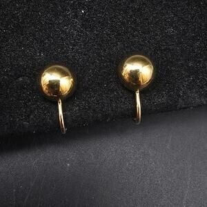 Napier Gold Tone Ball Clip On Screw Back Earrings Vintage Costume Jewelry